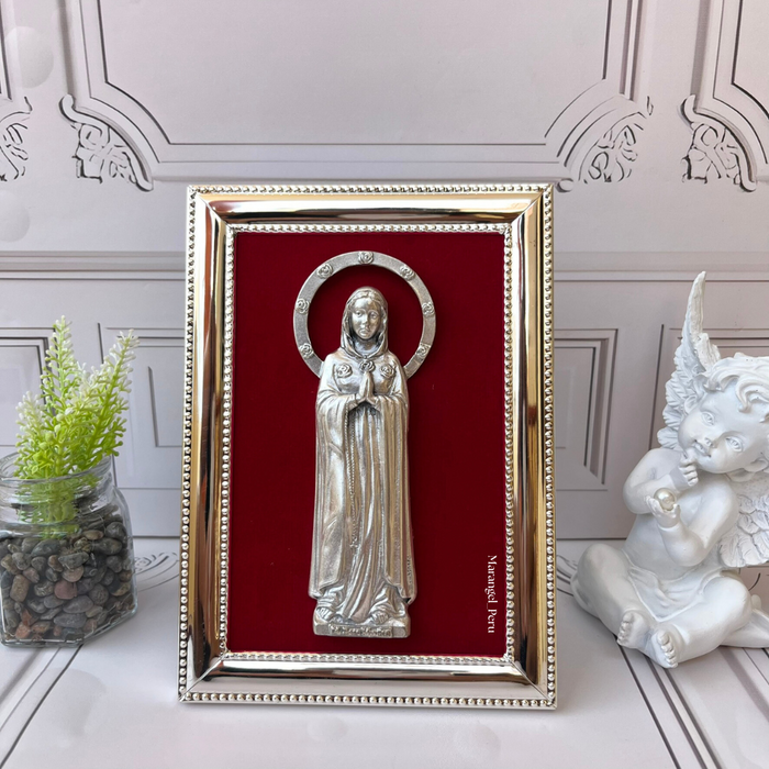 decoracion religiosa cuadro rosa mistica marco dorado hogar Peru