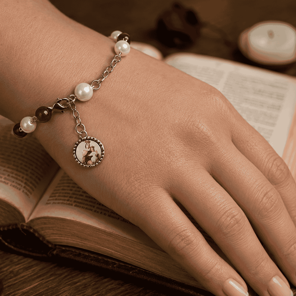 pulsera denario perlas y marrón precio